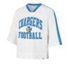 Los Angeles Chargers '47 Women's Big Overarch Drop Needle Raglan V-Neck T-Shirt - White - Back View