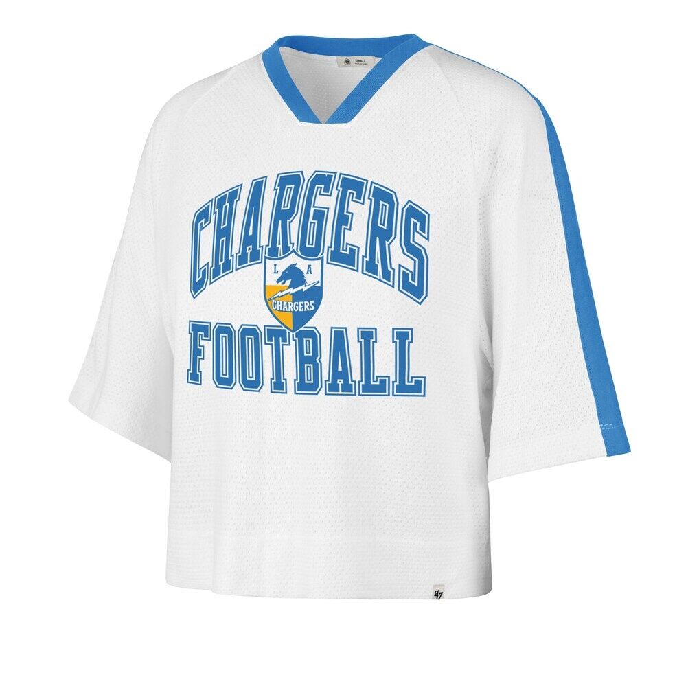 Los Angeles Chargers '47 Women's Big Overarch Drop Needle Raglan V-Neck T-Shirt