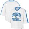 Los Angeles Chargers '47 Women's Big Overarch Drop Needle Raglan V-Neck T-Shirt - White - Front View