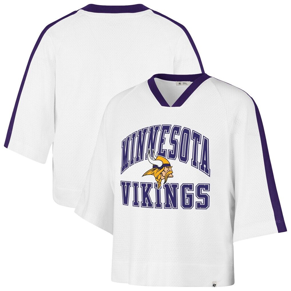 Minnesota Vikings '47 Women's Big Overarch Drop Needle Raglan V-Neck T-Shirt