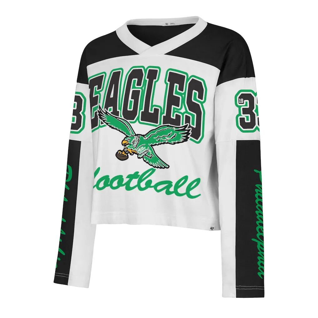 Philadelphia Eagles '47 Women's Exclamation Metro V-Neck Long Sleeve Jersey T-Shirt