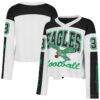 Philadelphia Eagles '47 Women's Exclamation Metro V-Neck Long Sleeve Jersey T-Shirt - White - Front View