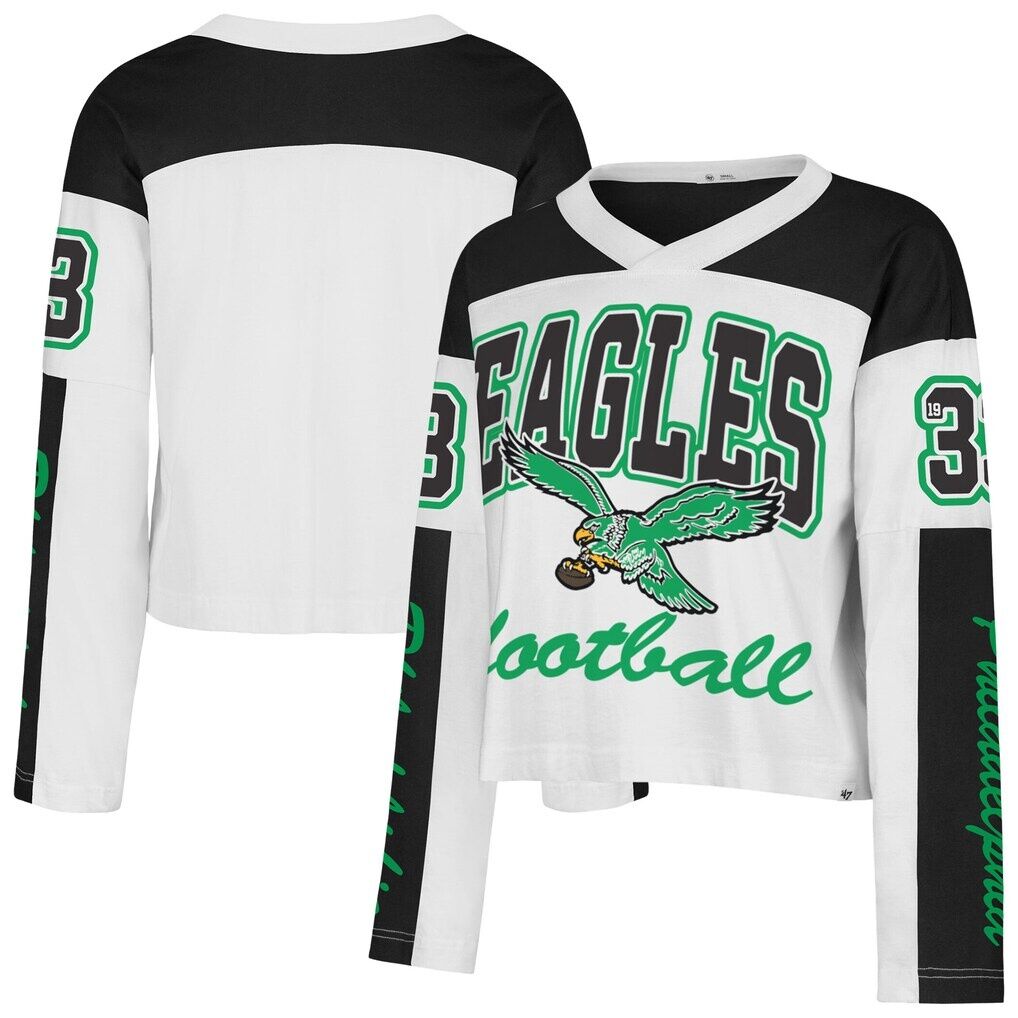 Philadelphia Eagles '47 Women's Exclamation Metro V-Neck Long Sleeve Jersey T-Shirt