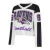 Baltimore Ravens '47 Women's Exclamation Metro V-Neck Long Sleeve Jersey T-Shirt - White - Back View