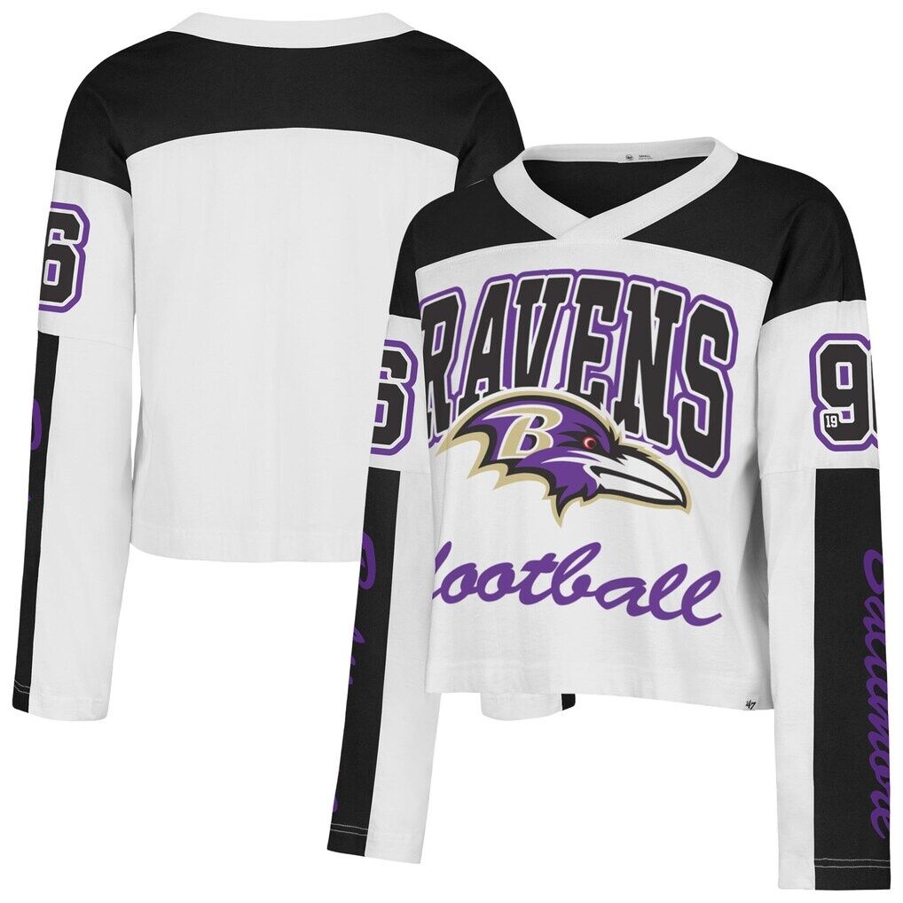 Baltimore Ravens '47 Women's Exclamation Metro V-Neck Long Sleeve Jersey T-Shirt
