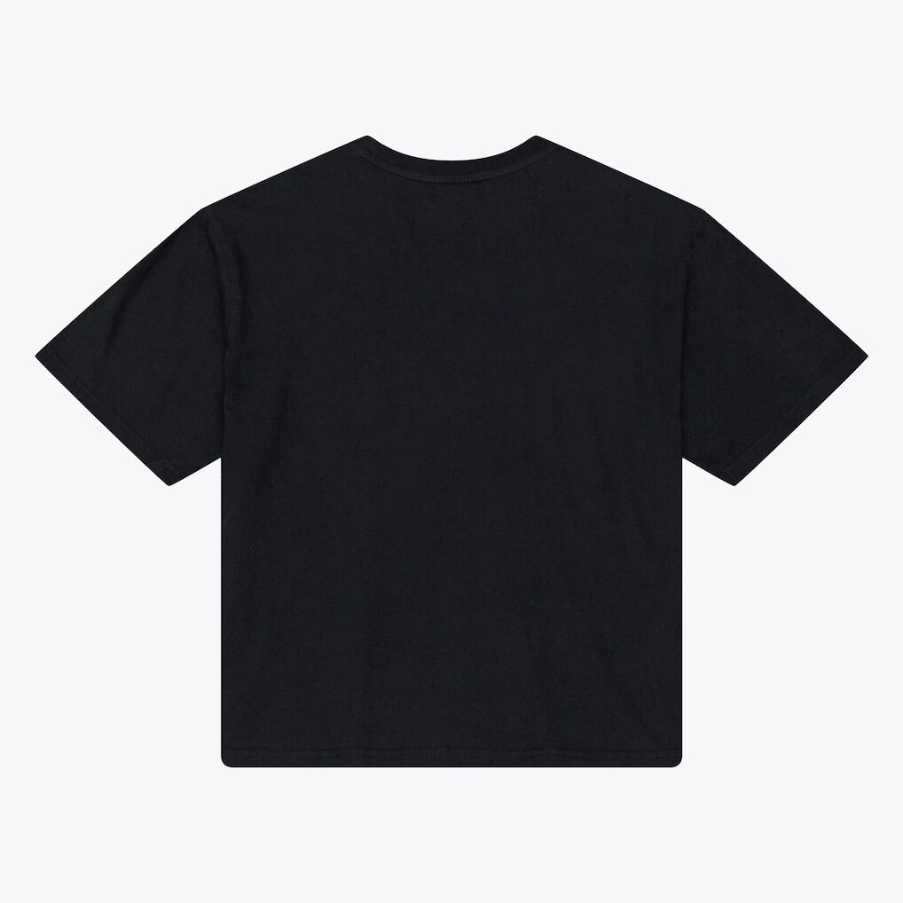 New York Giants Mitchell & Ness Women's Core Essentials Micro Logo Boxy Crop T-Shirt