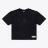 Tennessee Titans Mitchell & Ness Women's Core Essentials Micro Logo Boxy Crop T-Shirt - Black - Front View