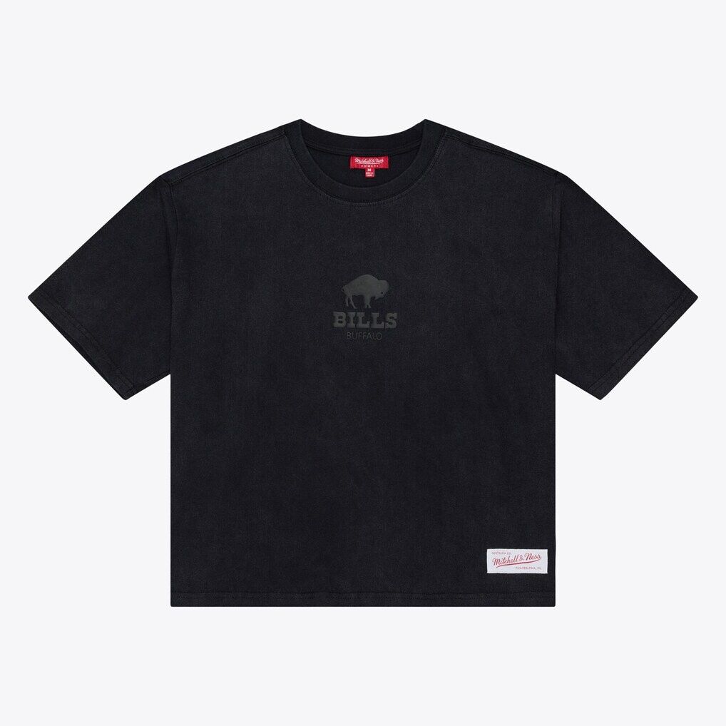 Buffalo Bills Mitchell & Ness Women's Core Essentials Micro Logo Boxy Crop T-Shirt