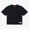 Jacksonville Jaguars Mitchell & Ness Women's Core Essentials Micro Logo Boxy Crop T-Shirt - Black - Front View