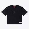 Denver Broncos Mitchell & Ness Women's Core Essentials Micro Logo Boxy Crop T-Shirt - Black - Front View