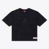 Miami Dolphins Mitchell & Ness Women's Core Essentials Micro Logo Boxy Crop T-Shirt - Black - Front View
