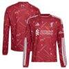 Liverpool adidas Youth 2026/27 Home Replica Long Sleeve Jersey - Red - Front View