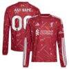 Liverpool adidas Youth 2026/27 Home Replica Long Sleeve Custom Jersey - Red - Front View