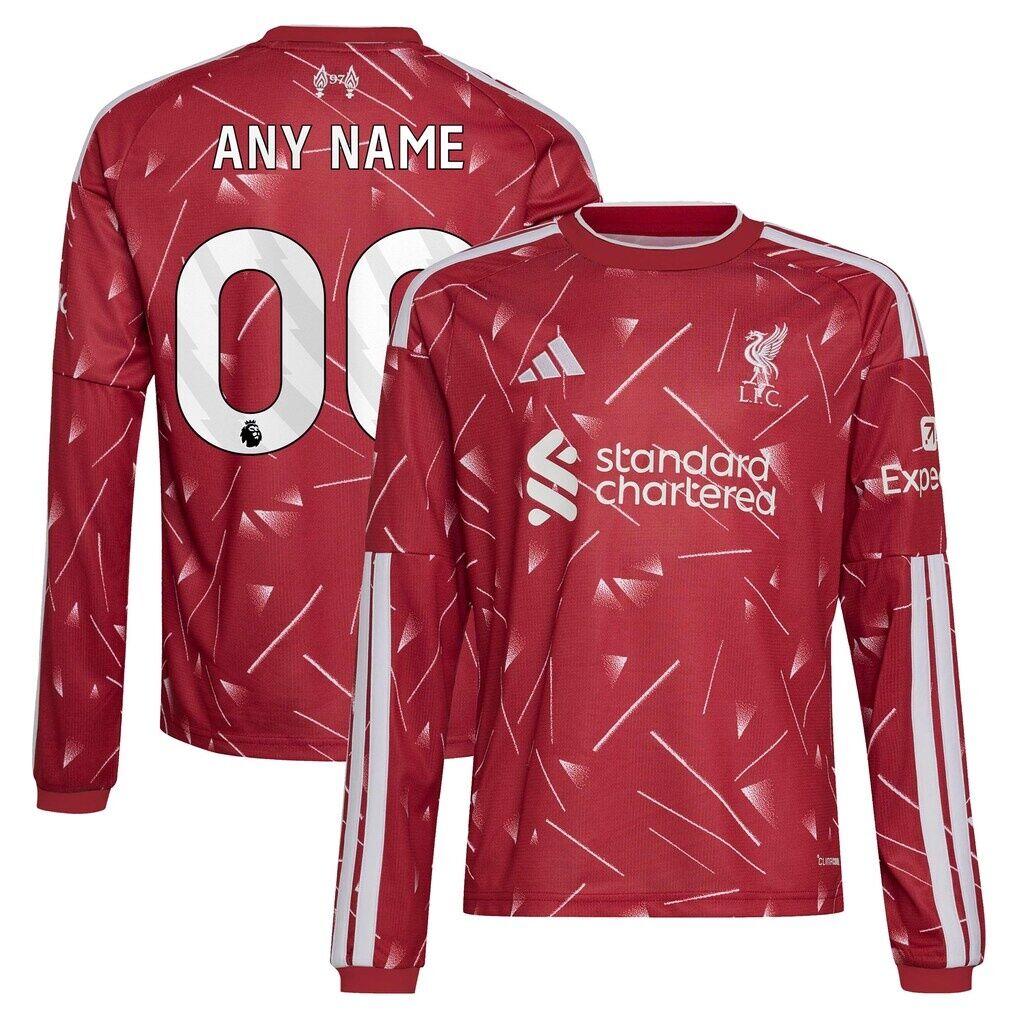 Liverpool adidas Youth 2026/27 Home Replica Long Sleeve Custom Jersey