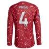 Virgil van Dijk Liverpool adidas 2026/27 Home On-Field Authentic Long Sleeve Jersey - Red - Detail View