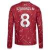 Dominik Szoboszlai Liverpool adidas Youth 2026/27 Home Replica Long Sleeve Jersey - Red - Detail View