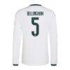 Jude Bellingham Real Madrid adidas 2026/27 Home Replica Long Sleeve Jersey - White - Detail View