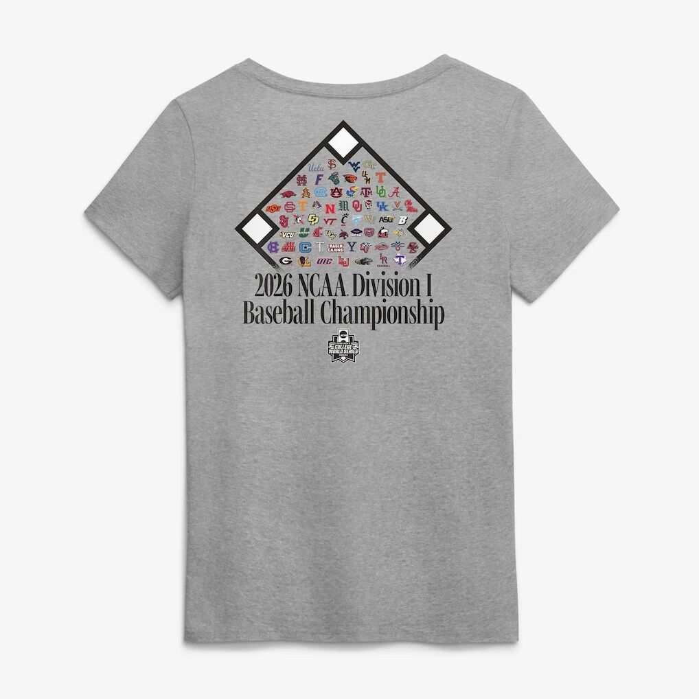 Women's 2026 NCAA Baseball College World Series Cleat Grip V-Neck T-Shirt