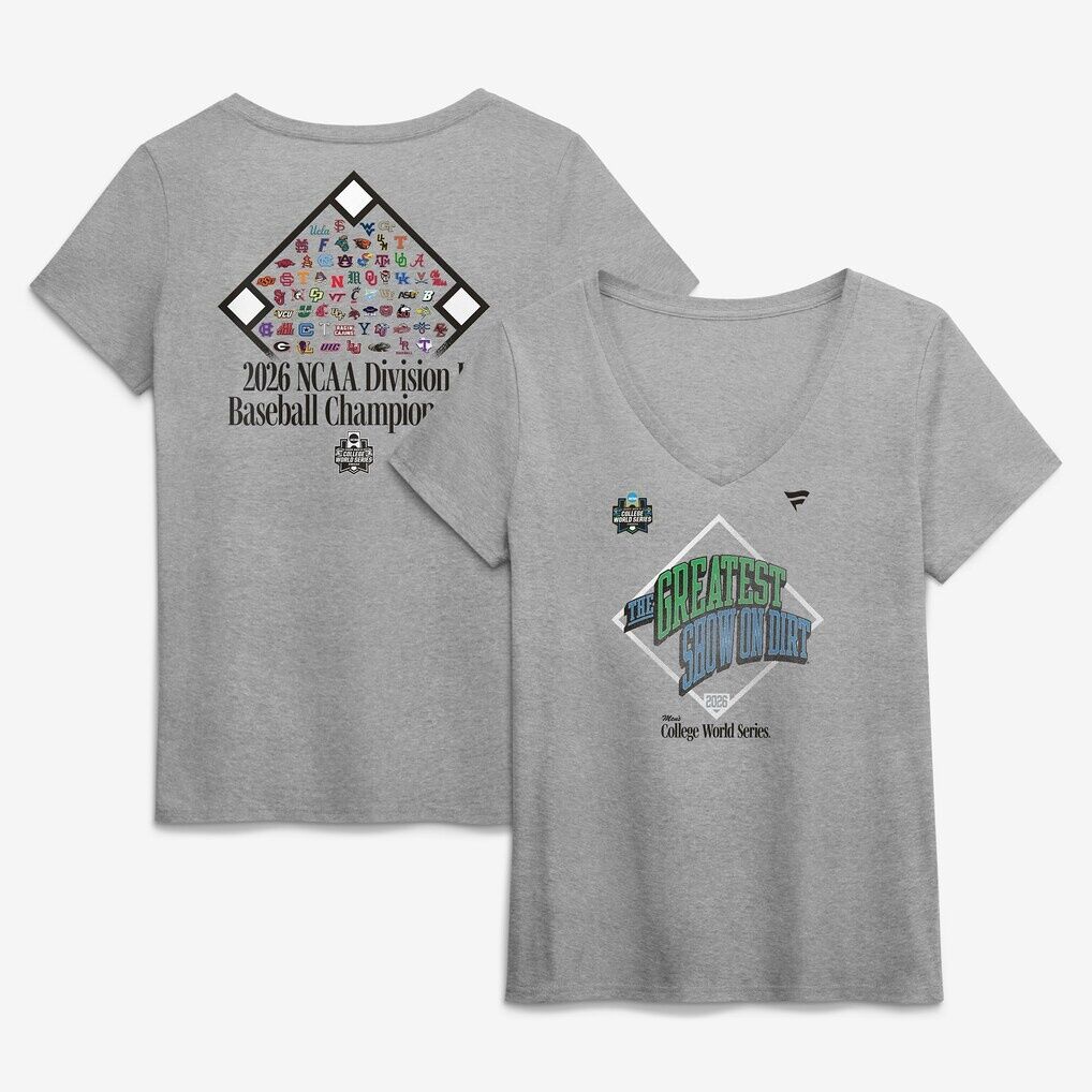 Women's 2026 NCAA Baseball College World Series Cleat Grip V-Neck T-Shirt