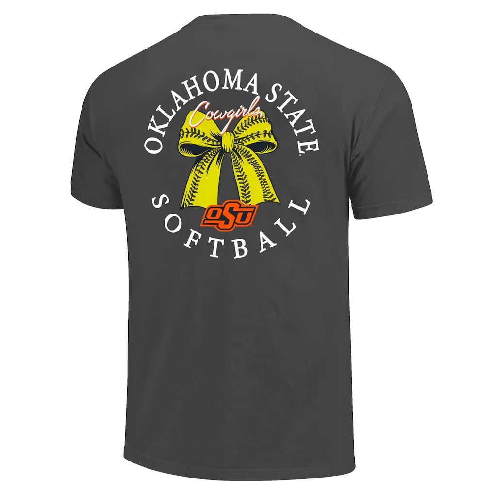 Oklahoma State Cowboys Image One Women's Comfort Colors Softball Bow T-Shirt