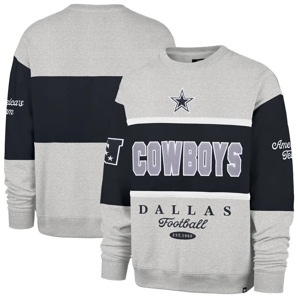 Dallas Cowboys '47 Blockfield Maximalist Sweatshirt - Heather Gray