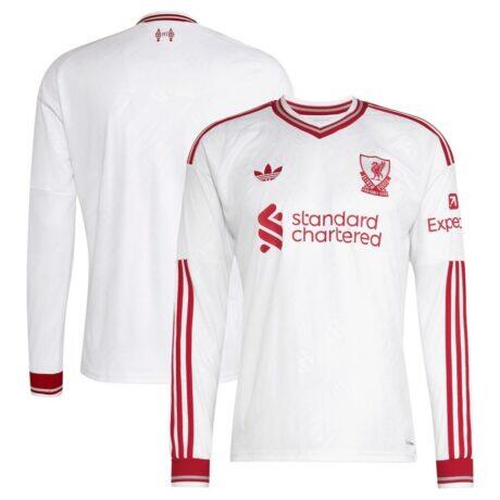 Liverpool adidas 2026/27 Away Replica Long Sleeve Jersey - White - Front View