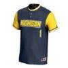 Michigan Wolverines GameDay Greats Unisex Lightweight Collegiate Softball Fashion Jersey - Navy - Side View