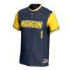 Michigan Wolverines GameDay Greats Youth Lightweight Collegiate Softball Fashion Jersey - Navy - Side View