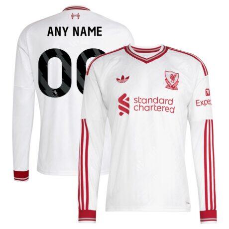 Liverpool adidas 2026/27 Away Replica Custom Long Sleeve Jersey - White - Front View