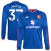 Kobbie Mainoo Manchester United adidas 2026/27 Away On-Field Authentic Long Sleeve Jersey - - Front View