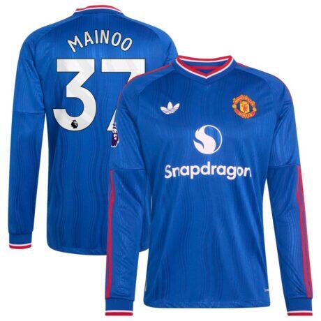 Kobbie Mainoo Manchester United adidas 2026/27 Away On-Field Authentic Long Sleeve Jersey - - Front View