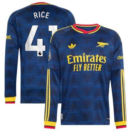 Declan Rice Arsenal adidas 2026/27 Away On-Field Authentic Long Sleeve Jersey - Navy - Front View