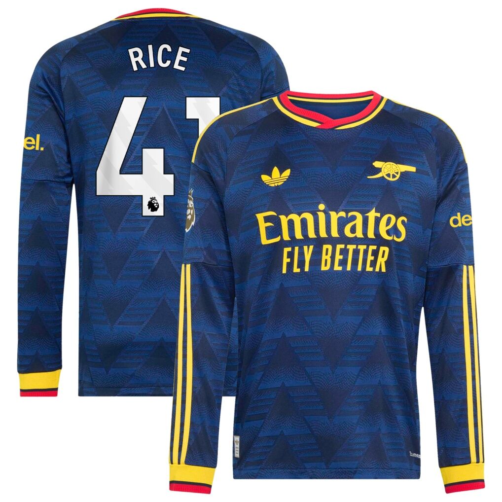 Declan Rice Arsenal adidas 2026/27 Away On-Field Authentic Long Sleeve Jersey