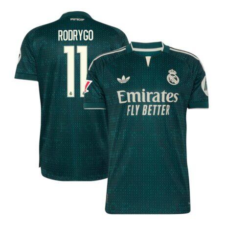 Rodrygo Real Madrid adidas 2026/27 Away On-Field Authentic Jersey - Green - Front View