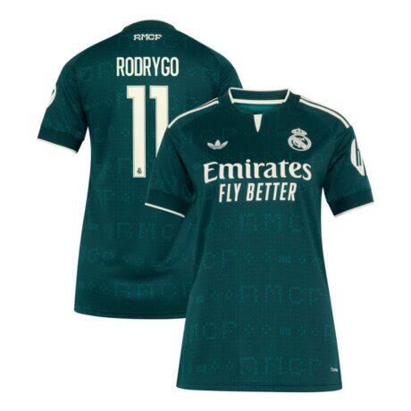 Rodrygo Real Madrid adidas Women's 2026/27 Away Replica Jersey - Green - Front View