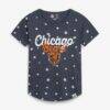 Chicago Bears Wes & Willy Girls Youth Shimmer Star T-Shirt - Navy - Front View