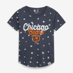 Chicago Bears Wes & Willy Girls Youth Shimmer Star T-Shirt - Navy - Front View