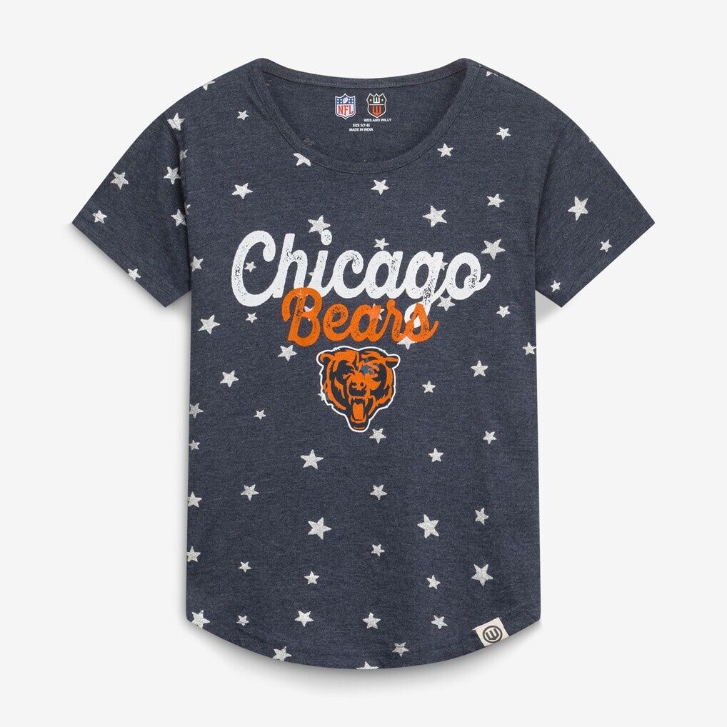 Chicago Bears Wes & Willy Girls Youth Shimmer Star T-Shirt