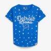 Detroit Lions Wes & Willy Girls Youth Shimmer Star T-Shirt - Blue - Front View