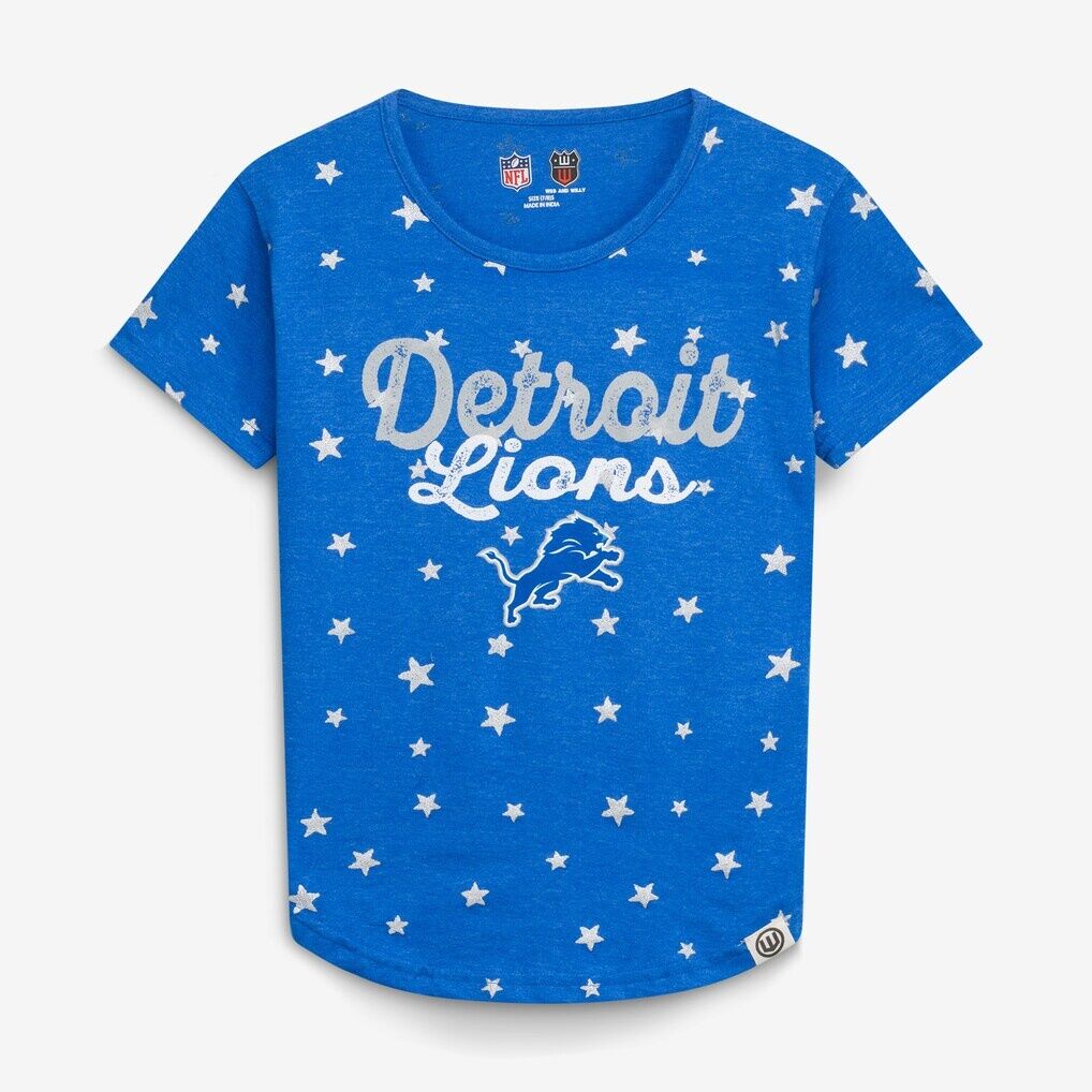 Detroit Lions Wes & Willy Girls Youth Shimmer Star T-Shirt