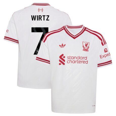Florian Wirtz Liverpool adidas Youth 2026/27 Away Replica Jersey - White - Front View