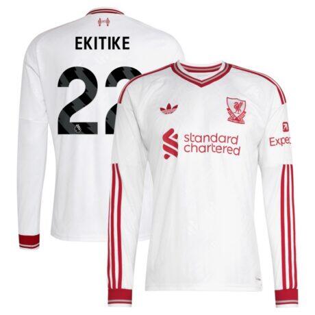 Hugo Ekitike Liverpool adidas 2026/27 Away Replica Long Sleeve Jersey - White - Front View