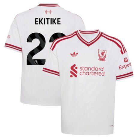 Hugo Ekitike Liverpool adidas Youth 2026/27 Away Replica Jersey - White - Front View