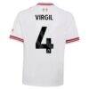Virgil van Dijk Liverpool adidas Youth 2026/27 Away Replica Jersey - White - Detail View