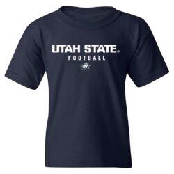 Utah State Aggies Youth NIL Pick-A-Player Football Shirsey T-Shirt - Navy - Front View