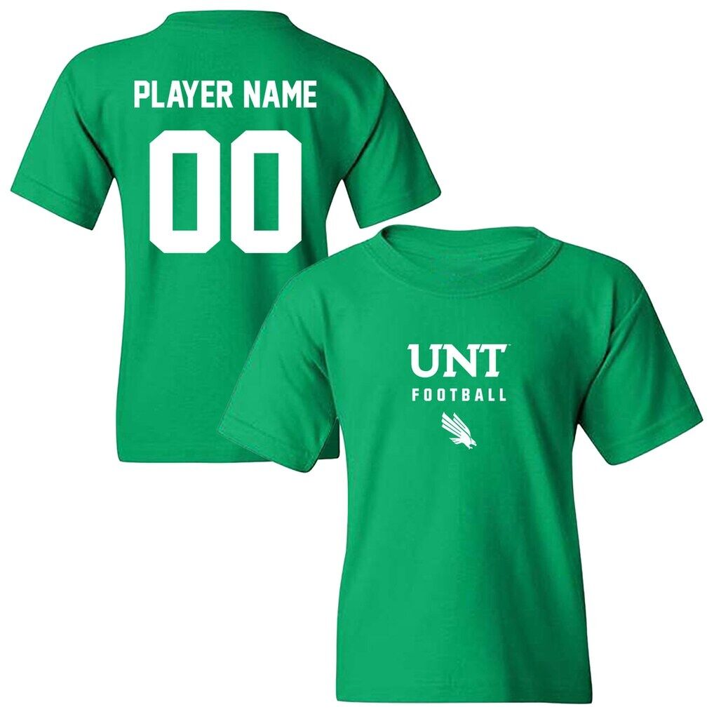 North Texas Mean Green Youth NIL Pick-A-Player Football Shirsey T-Shirt - Kelly Green