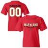 Maryland Terrapins Youth NIL Pick-A-Player Football Shirsey T-Shirt - Red - Front View