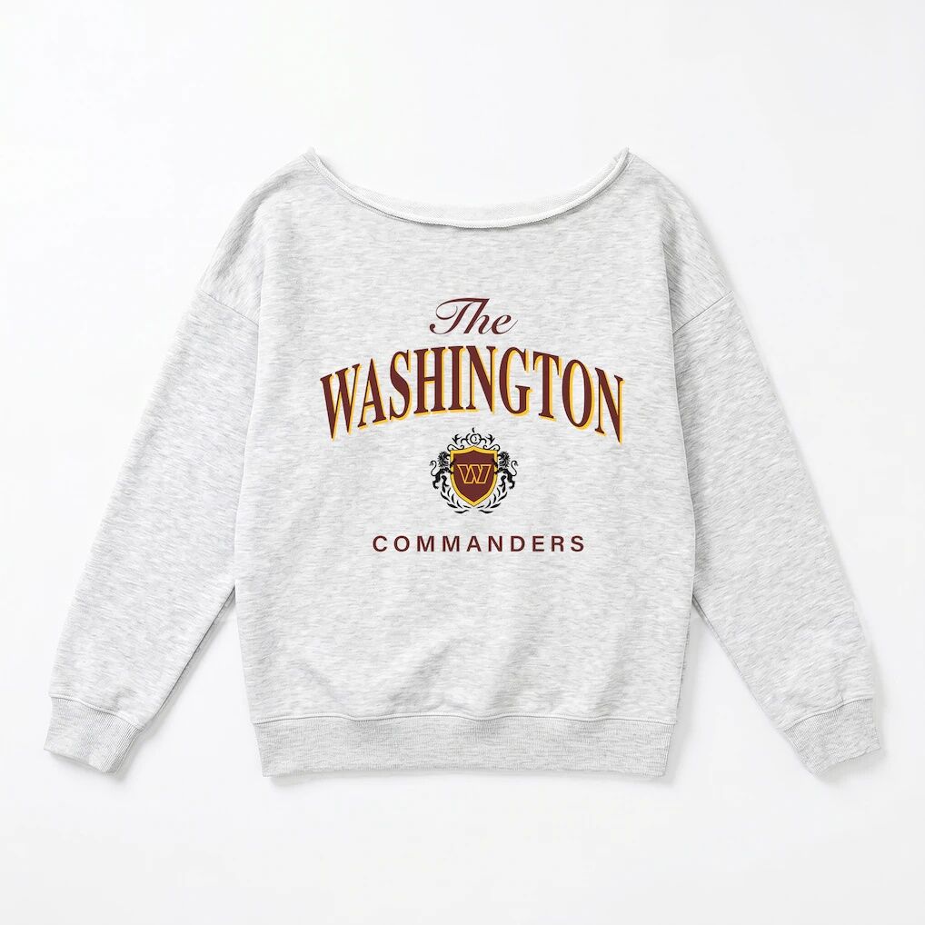 Washington Commanders Gameday Couture Women's Offsides Energy Off-Shoulder Sweatshirt - Ash