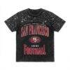 San Francisco 49ers Gameday Couture Women's In the Zone Washed Micro Rhinestone T-Shirt - Black - Front View