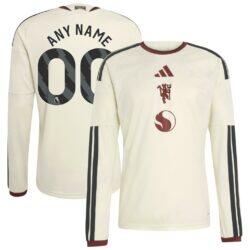 Manchester United adidas 2026/27 Third Replica Custom Long Sleeve Jersey - Cream - Front View